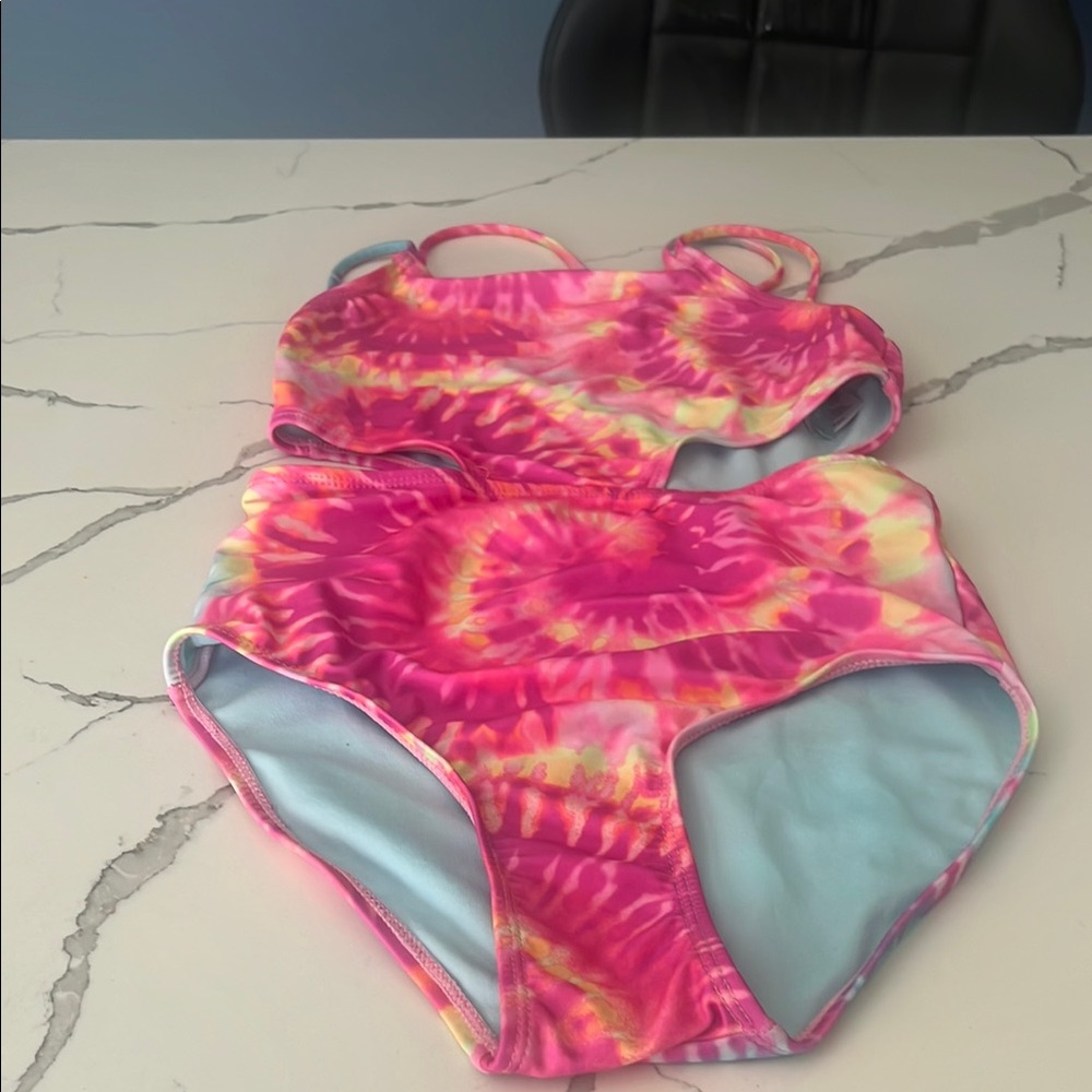 Pink and Yellow One Piece Swimsuit with Vibrant Design